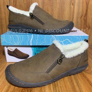 JSPORT Women's Elenor Memory Foam Faux Shearling Shoes, Brown